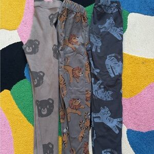 Zara Kids' Animal Print Leggings Trio - Gray, Brown, Blue